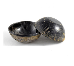 Bol à salade et à fruits vintage en corne de buffle sculptée, vaisselle indienne en corne, idéal pour les cadeaux d'affaires - Product Image 2