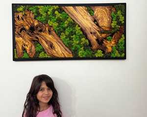 Panel de Arte Mural de Musgo de Madera de Lujo, Hecho a Mano, Decoración de Musgo Natural, Arte Rústico Inspirado en el Bosque, Decoración de Pared con Resina Epoxi - Product Image 1