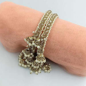 Jewelemarket <b>Gold</b> Plated Fine Jewelry <b>Set</b> 2.8g with Crystal Stone and Pearl <b>Bangles</b> - Product Image 1