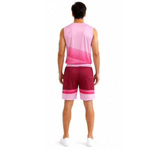 Pink Gradient Sleeveless Tank <b>Top</b> With <b>Maroon</b> Shorts Quick Dry Sublimation Print Sportswear Set Adult Unisex Regular Fit - Product Image 5