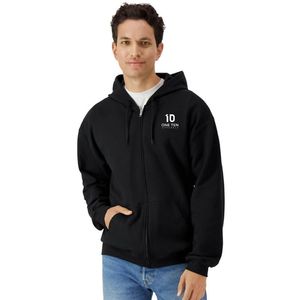 Sudadera con capucha de forro polar de peso medio para adulto, con cremallera completa, negra, suave, cálida, informal, cómoda, para venta al por mayor y personalización. - Product Image 2