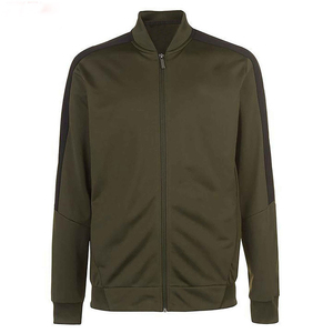 Ensemble de survêtement vert olive pour homme, manches longues, fermeture éclair, vêtements de sport décontractés avec poches latérales, polyester respirant, vêtements d'automne - Product Image 2