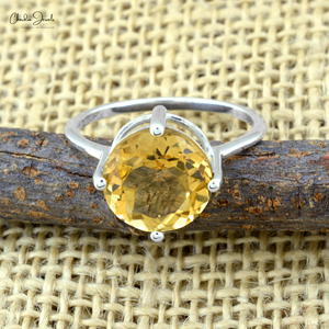 3.86 CTW November Birthstone Solitaire <b>Ring</b> Natural <b>Citrine</b> Gemstone Proposal <b>Ring</b> for Her High Polish 925 Sterling Silver <b>Ring</b> - Product Image 3