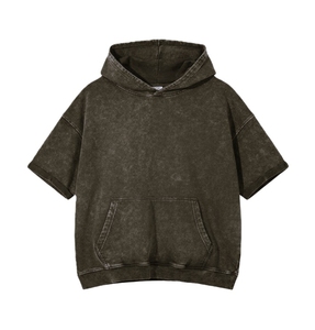 เสื้อฮู้ดแขนสั้นผู้ชายไซส์ใหญ่ ปรับแต่งได้ ผลิตจากผ้าฝ้าย 100% ซักแล้ว ระบายอากาศได้ดี คุณภาพสูง เหมาะสำหรับใส่ลำลองในฤดูหนาว - Product Image 2