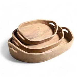 Bandeja de Servir de Madera de Acacia con Asa de Metal, Bandeja de Madera Maciza para Desayuno, Té, Café, Comida - Product Image 5