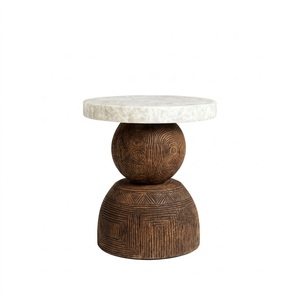 Turkish Design <b>Vintage</b> Dark Finish Round Wooden <b>Side</b> <b>Table</b> with Arched Legs for Living Room Home Furniture - Product Image 4