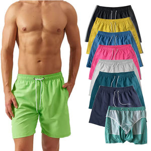 Shorts de sport décontractés pour hommes 100 % polyester, séchage rapide, taille mi-haute, avec cordon de serrage, motif uni, doublure respirante - Product Image 4