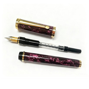 JR516F-Bur Pluma estilográfica de lujo de mármol y metal pesado, punta de iridio grabada con láser, plumillas alemanas, escritura suave para coleccionistas - Product Image 3