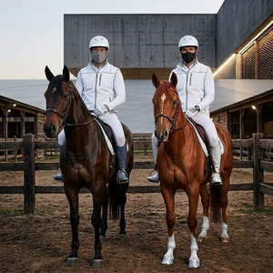Men's White Full-Zip Riding <b>Jacket</b> With Zipper <b>Fly</b> Breathable Woven Polyester Long Sleeve Solid Color High Waist Design - Product Image 1