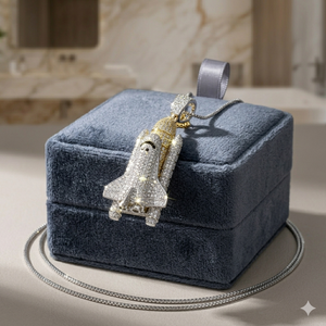 Luxury Hip Hop 925 Sterling <b>Silver</b> Spaceship Pendants With Lab Grown Diamonds Gold Plated Micro Pave Themed Charms Fine Jewelry - Product Image 5