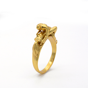 3D Sculpture Romantic Couple Lovers <b>Hugging</b> 18K Gold Plated Brass <b>Ring</b> with Punk Embrace Design - Product Image 5