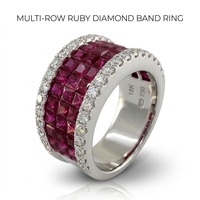 Prinzessin Ruby Bandring 14K Weißgold Unsichtbare Fassung Diamant-Pavé-Kante Feiner Schmuck Lieferant Schnelle Lieferung