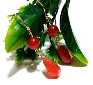 Pendientes de Plata de Ley 925 Chapados en Oro con Cuentas de Cornalina Roja Natural, Hechos a Mano, con Piedras Preciosas, para Boda - Product Image 5
