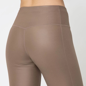 High Waist Seamless Full Length <b>Leggings</b> <b>Thermal</b> Breathable Casual Solid Taupe Sporty Style Stretch Knitted Women's - Product Image 5