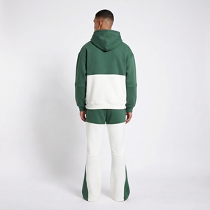<b>Mens</b> Green <b>White</b> Color Block Tracksuit Set Zip Up <b>Jacket</b> Wide Leg Pants Custom Streetwear Sportswear Matching Outfit - Product Image 2