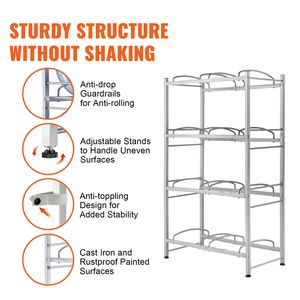 Portabottiglie a 4 livelli per bottiglie d'acqua da 5 galloni, resistente, con doppia fila e capacità di 8 bottiglie. - Product Image 5