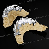Grillz dentaires Hip Hop personnalisés, testés par un testeur, en argent 925 plaqué or, avec grand moissanite taille brillant, certifiés par un tiers