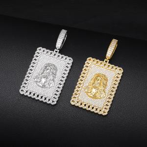 Hot Sale Trendy Gold & <b>Silver</b> Hip Hop Square Jesus Face Pendant for Rap and Street Fashion <b>Fans</b> Available at Best Price - Product Image 4