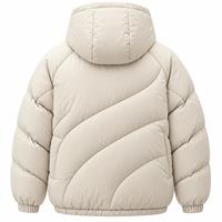 Blouson matelassé à capuche avec fermeture éclair, coupe-vent, hiver, décontracté, coupe ample, unisexe, uni, rembourrage en polyester épais