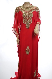 <b>Purple</b> Solid Floor Length Beaded Long Sleeve High Neck Modest Polyester <b>Plus</b> <b>Size</b> <b>Dress</b> Middle East Style Women's Party Wear - Product Image 2