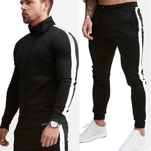 High Quality Custom Logo Plus Size Slim Fit Zip Tracksuit Set Polyester/Cotton Quick Dry Breathable Unisex Gym <b>Jogging</b> <b>Suit</b> - Product Image 4