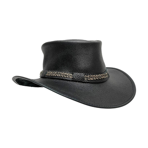 Pakistan Made Premium Quality Cowboy Leather Private Label Made <b>Men</b> Cowboy Leather <b>Hat</b> - Product Image 1