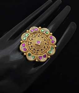 High Premium Quality Vintage <b>Gold</b> Plated Flower Cocktail <b>Ring</b> For Women Pave <b>Zirconia</b> Gemstone Statement Jewelry - Product Image 2
