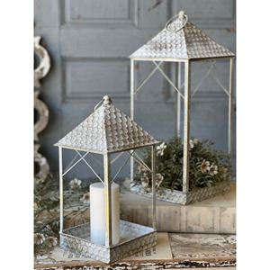 Décorations de Noël 2026, lanternes porte-bougie en métal blanc antique modernes pour décoration extérieure - Product Image 1