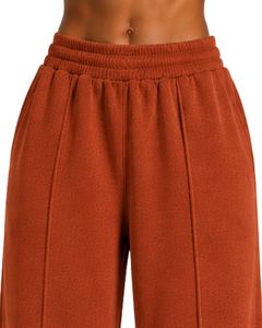Manufacturer Customized Womens Rust Orange <b>Wide</b> <b>Leg</b> Sweatpants High Waist Loose Fit <b>Lounge</b> Jogger <b>Pants</b> Casual Daily Wear Style - Product Image 5