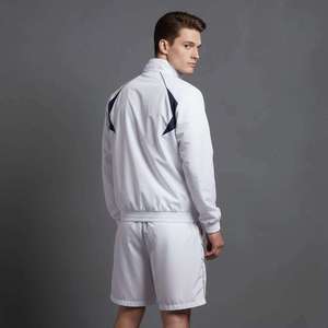 Custom Men's Solid White Sporty Track Jacket Shorts <b>Set</b> ODM Summer Quick Dry <b>Knitted</b> Polyester Two Piece Streetwear - Product Image 6