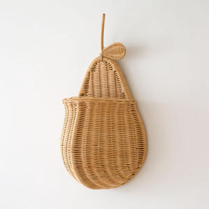 Lemon fruit shaped rattan <b>wall</b> <b>hanging</b> <b>basket</b> best selling baby room decor wicker natural <b>baskets</b> - Product Image 4