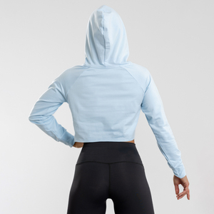Trendy Fashion Hooded Crop <b>Top</b> OEM Logo Latest Design Lady Pullover Cropped Hoodies Lightweight Winter Crop <b>Top</b> Winter Hoodie - Product Image 3