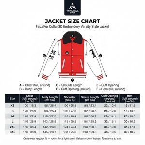 Veste universitaire unisexe rouge et blanche avec col en fausse fourrure, boutons sur le devant, coupe-vent, hiver, décontractée, en toile de coton épaisse - Product Image 6