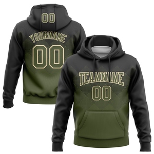 เสื้อฮู้ดดี้ทรงสี่เหลี่ยมแบบสปอร์ต ดีไซน์ใหม่ ลายปักสามมิติสีดำมะกอกไล่เฉดสี  ผลิตโดยตรงจากโรงงาน รับผลิตตามแบบ - Product Image 1