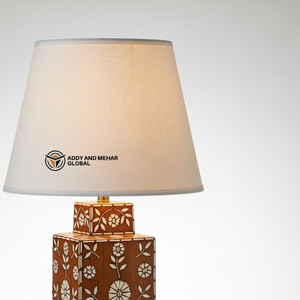 Handcrafted Bone Inlay <b>Table</b> Lantern with Floral Pattern Luxury <b>Bedside</b> Light Traditional Indian Art Decorative Desk Lamp - Product Image 2