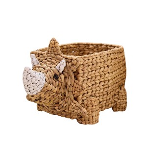 <b>Small</b> Dinosaur Water Hyacinth <b>Storage</b> <b>Basket</b> Woven Triceratops Toy Organizer Bin Cute Dino Kids Nursery Hamper - Product Image 1