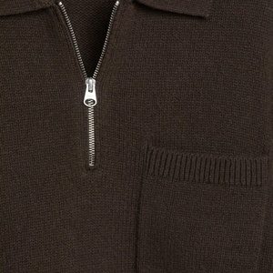 Suéter de punto con media cremallera otoño sólido 100% poliéster acrílico algodón orgánico Merino pulóver acanalado media cremallera hombres logotipo personalizado - Product Image 3