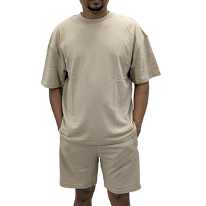 Summer Men's T Shirts and Shorts <b>Set</b> 100% Cotton Velour Short Sleeve - Product Image 5