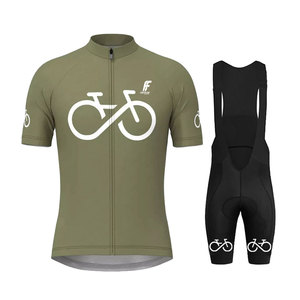Ensemble de maillot et short de vélo pour hommes adultes tendance, respirant, en polyester, uniforme de cyclisme avec couleur et logo personnalisés - Product Image 1