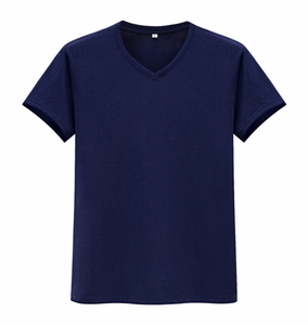 T-shirt décontracté pour homme à col en V et manches courtes, 100 % coton, tissu tricoté uni, écologique, personnalisable, sous-vêtement ajusté de haute qualité - Product Image 1
