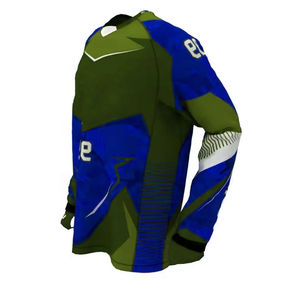 Maillot de football sublimé rouge et bleu pour homme, manches longues, anti-humidité, col montant, polyester, coupe athlétique, adulte, personnalisable pour équipe - Product Image 5