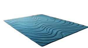 พรมขนสัตว์ทอมือแบบทันสมัยลายคลื่นพรมปูพื้นสีฟ้าพื้นผิว3D qua พรมร่วมสมัยสำหรับห้องนั่งเล่นและห้องนอน - Product Image 3