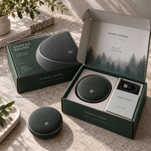 Boîte d'emballage en carton ondulé imprimé personnalisée pour haut-parleur compact SONERA - Product Image 5