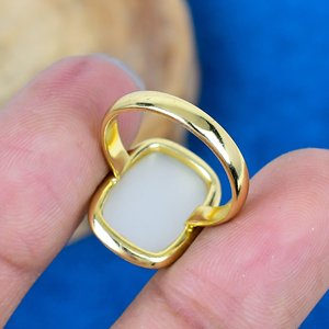 Natural White Moonstone <b>Cushion</b> Shape Gemstone <b>Rings</b> 18k Gold Micron 925 Sterling Silver - Product Image 4