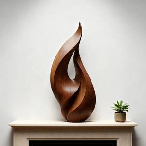 Art abstrait en bois sculpté à la main, élégant centre de table pour la maison, décoration en bois haut de gamme, accessoire de maison de boutique, objet de collection en bois - Product Image 5