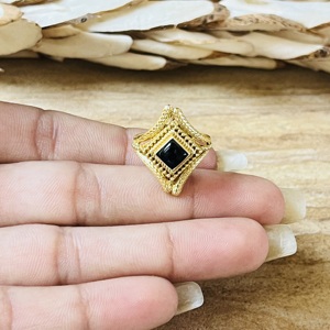 Hot Selling Tribal Motif Ethnic Brass <b>Ring</b> 18k Gold Plated Black Onyx Vintage <b>Ring</b> Geometric <b>Statement</b> Ornate Wholesale <b>Ring</b> - Product Image 6
