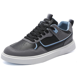 Men's Gray Synthetic Sneakers With Blue Accents Rubber Outsole EVA Midsole Casual <b>Walking</b> Shoes - Product Image 1