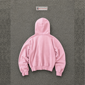เสื้อฮู้ดซิปสีชมพูทรงโอเวอร์ไซส์ ระบายอากาศได้ดี พร้อมลายกราฟิกกากบาทแบบนามธรรม ผ้าฝ้ายถักลายจุดสไตล์ลำลองสำหรับฤดูใบไม้ร่วง - Product Image 6