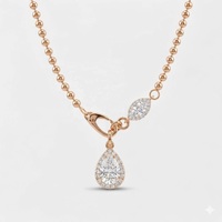 Collier chaîne à billes en or 14K avec pendentif goutte taille poire et halo marquise, chaîne à perles, collier pendentif tendance