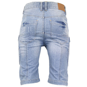 Pantalones Cortos de Mezclilla para Hombre, Lavado Claro, Estilo Cargo, Cintura Media, Casuales, de Verano, de Algodón, con Bolsillos Desgarrados - Product Image 2